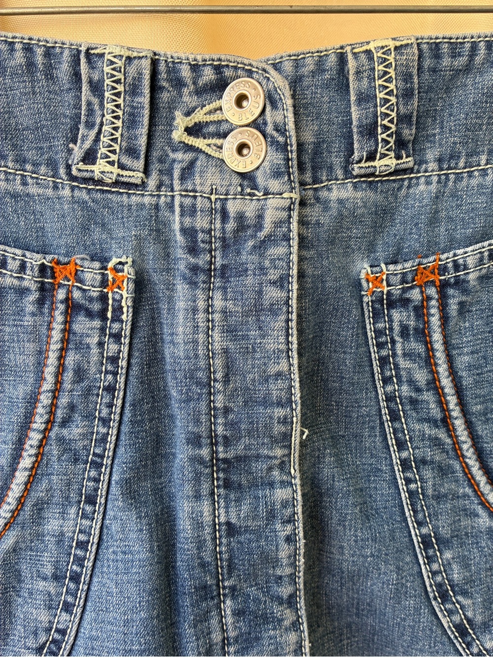 Vintage Express Bleus Button Fly Zip Pocket Denim Skirt Size 9/10 - Picture 5 of 13